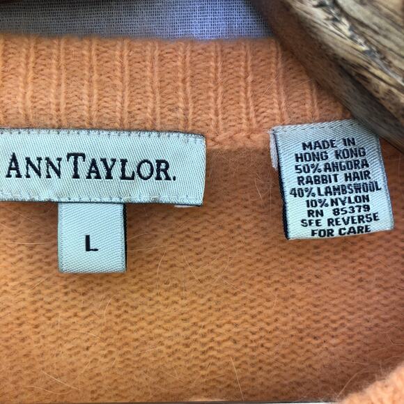 Ann Taylor Cardigan Vintage Pale Orange Angora Lambs Wool Soft Sweater L - Picture 3 of 7